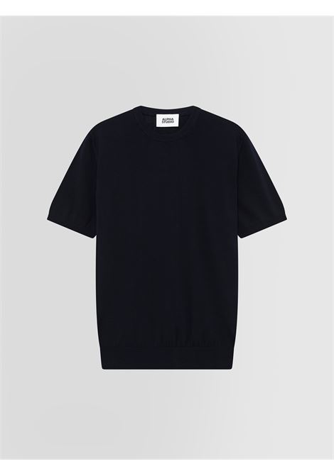 Alpha Studio girocollo in crepe di cotone blu notte ALPHA STUDIO | Maglieria | AU-5040C1001